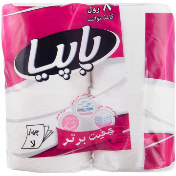 دستمال توالت 4 لایه پاپیا 8 عددی